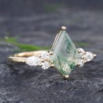 Pattiring Kite Moss Agate Yellow Gold Engagement Ring