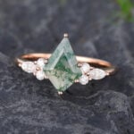 Pattiring Kite Moss Agate Rose Gold Engagement Ring