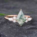 PattiringKite Moss Agate Rose Gold Engagement Ring