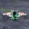 Oval Cut Teal Sapphire Engagement Ring Green Sapphire Ring
