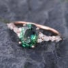 Teal Sapphire and Diamond Ring