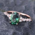 Teal Sapphire and Diamond Ring