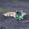 Teal Sapphire Engagement Ring 14K Rose Gold