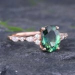 Teal Sapphire Engagement Ring 14K Rose Gold