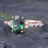 Teal Sapphire Rose Gold Engagement Ring