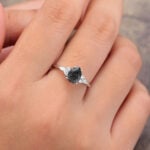 Pattiring Pear Shaped Black Rutilated Quartz White Gold Engagement Ring