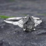 Pattiring Pear Shaped Black Rutilated Quartz White Gold Engagement Ring