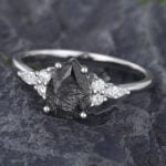 Pattiring Pear Shaped Black Rutilated Quartz White Gold Engagement Ring