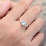 Pattiring Unique Aquamarine Rose Gold Engagement Ring