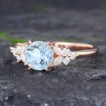 Pattiring Unique Aquamarine Rose Gold Engagement Ring