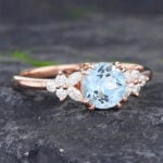 Pattiring Unique Aquamarine Rose Gold Engagement Ring
