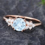 Pattiring Unique Aquamarine Rose Gold Engagement Ring