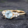 Pattiring Unique Aquamarine Yellow Gold Engagement Ring