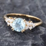 Pattiring Unique Aquamarine Yellow Gold Engagement Ring