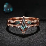 Pattiring Kite Cut Alexandrite Rose Gold Engagement Ring Set