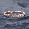 Pattiring Rose Gold Delicate Wedding Band Vintage Promise Ring Gift for Women