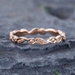 Pattiring Rose Gold Delicate Wedding Band Vintage Promise Ring Gift for Women