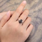 Pattiring Emerald Cut Black Rutilated Quartz Engagement Ring Set