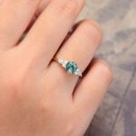 Pattiring Hexagon Cut Moss Agate Yellow Gold Engagement Ring