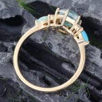 Pattiring Hexagon Cut Moss Agate Yellow Gold Engagement Ring