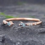 Pattiring Kite Cut Alexandrite Rose Gold Open Wedding Band