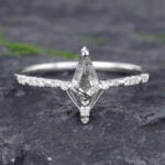 Kite Cut rutilated Black Rutilated Quartz Engagement Ring Unique White Gold