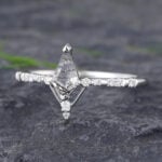 Pattiring Kite Cut Black Rutilated Quartz White Gold Engagement Ring