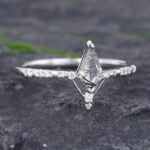 Pattiring Kite Cut Black Rutilated Quartz White Gold Engagement Ring