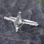 Pattiring Kite Cut Black Rutilated Quartz White Gold Engagement Ring
