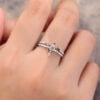 Pattiring Kite Cut Black Rutilated Quartz White Gold Engagement Ring Set