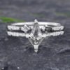 Pattiring Kite Cut Black Rutilated Quartz White Gold Engagement Ring Set