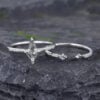 Pattiring Kite Cut Black Rutilated Quartz White Gold Engagement Ring Set
