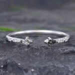 Pattiring Kite Cut Black Rutilated Quartz White Gold Open Wedding Band