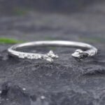 Pattiring Kite Cut Black Rutilated Quartz White Gold Open Wedding Band