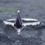 Pattiring Kite Cut Blue Sandstone White Gold Engagement Ring