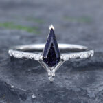 Pattiring Kite Cut Blue Sandstone White Gold Engagement Ring