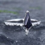 Pattiring Kite Cut Blue Sandstone White Gold Engagement Ring