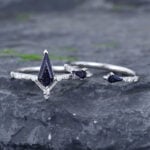 Pattiring Kite Cut Blue Sandstone White Gold Engagement Ring Set