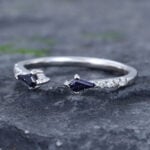 Pattiring Kite Cut Blue Sandstone White Gold Open Wedding Band