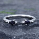 Pattiring Kite Cut Blue Sandstone White Gold Open Band Wedding Ring
