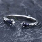 Pattiring Kite Cut Blue Sandstone White Gold Open Wedding Band