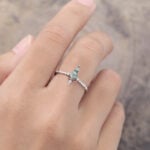 Pattiring Kite Cut Moss Agate White Gold Engagement Ring