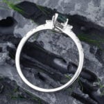 Pattiring Kite Cut Moss Agate White Gold Engagement Ring