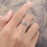 Pattiring Kite Cut Moss Agate White Gold Engagement Ring Set