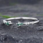 Pattiring Kite Cut Moss Agate White Gold Open Wedding Band