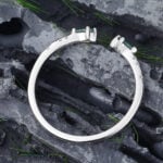 Pattiring Kite Cut Moss Agate White Gold Open Wedding Band