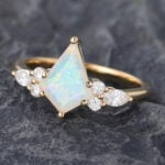 Pattiring Kite Shaped Opal Yellow Gold Cluster Engagement Ring