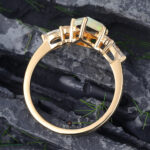 Pattiring Kite Shaped Opal Yellow Gold Cluster Engagement Ring