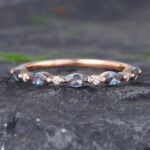 Pattiring Marquise Cut Alexandrite Rose Gold Half Eternity Wedding Band