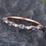Patti Ring Alexandrite Half Eternity Wedding Band 14K Rose Gold Anniversary Ring